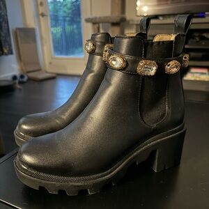 Steve Madden Amulet Black Rhinestone Ankle Boots